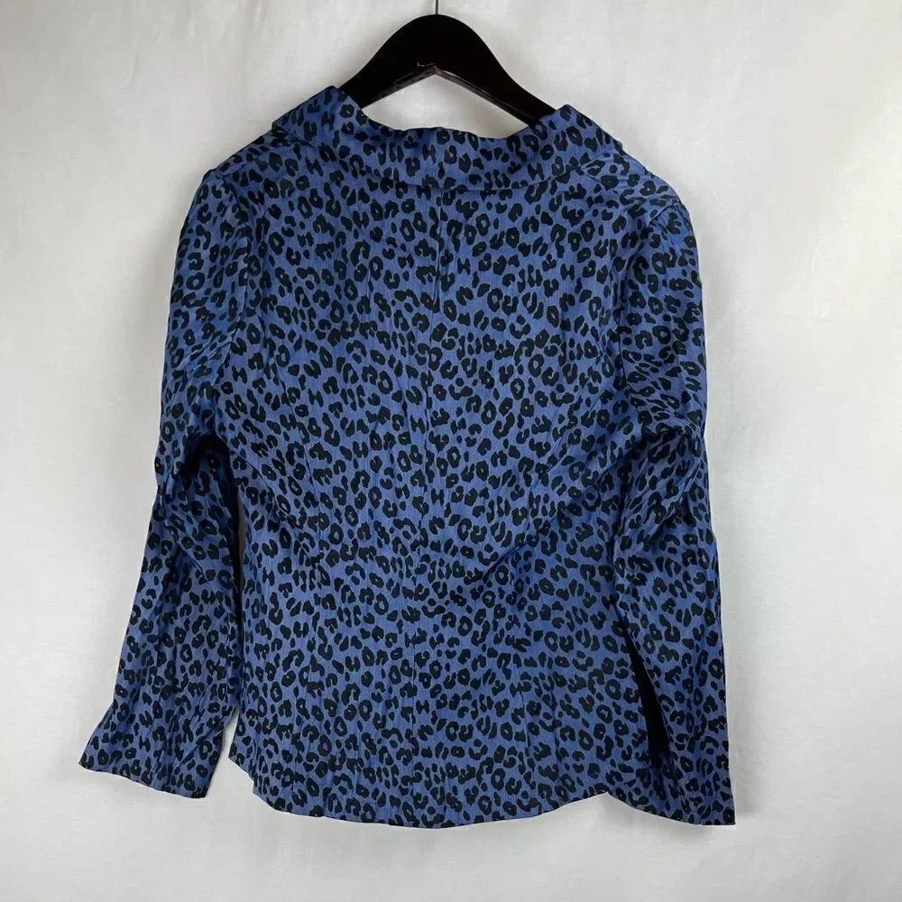 Animal Print Blazer Skirt Set blue black